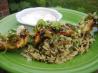 Curried Chicken Skewers With Toasted Coconut Gremolata. Recipe by Boomette