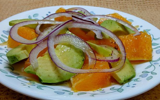 Avocado, Orange and Purple Onion Salad. Photo by PaulaG