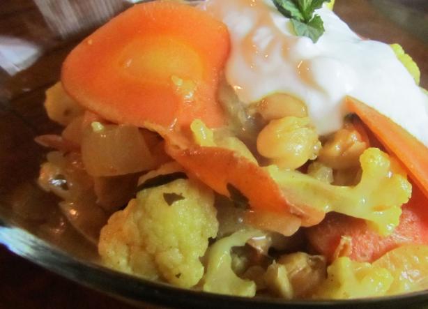 Coconut Curry With Cauliflower, Carrots, & Chickpeas. Photo by Rita~