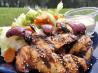 Chicken Sesame Kabobs With Salad. Recipe by TeresaS