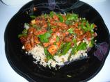 Lemon-Hoisin Glazed Chicken on Roasted Asparagus/Cherry Rice