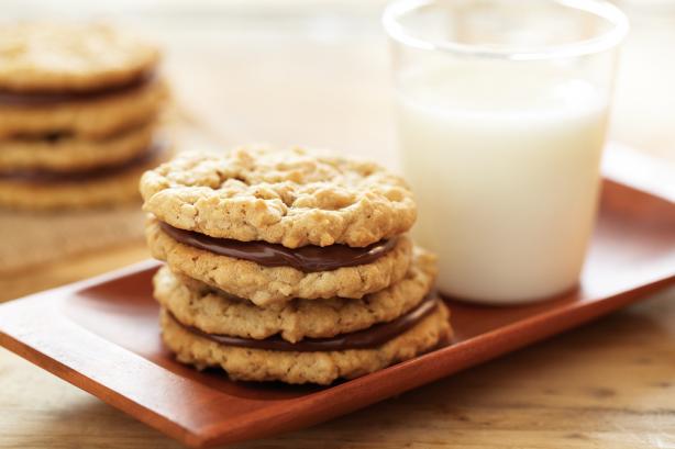Chewy Peanut Butter and Chocolate Hazelnut Sandwich Cookies. Photo by Jif&reg; Recipes