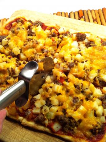 Rustic Country Potato-Sausage Pizza #5FIX. Photo by Sandi Sheppard