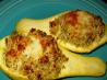 Baked Stuffed Yellow Squash Boats. Recipe by Douglas Poe