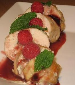 Boursin Stuffed Chicken Breasts With Raspberry Sauce. Photo by The Flying Chef