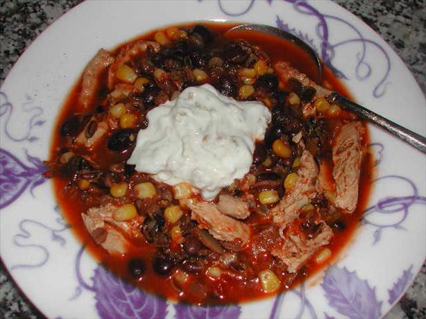 Mexican Chicken Soup With Cilantro-Chile Cream. Photo by Kumquat the Cat's friend