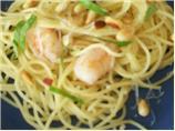 Angel Hair with Shrimp, Basil, and Toasted Pine Nuts