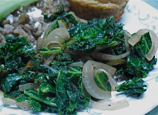 Kale With Caramelized Onions and Garlic. Photo by PaulaG