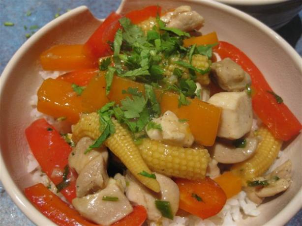 Caramelised Chicken and Pumpkin Stir-fry. Photo by Chickee