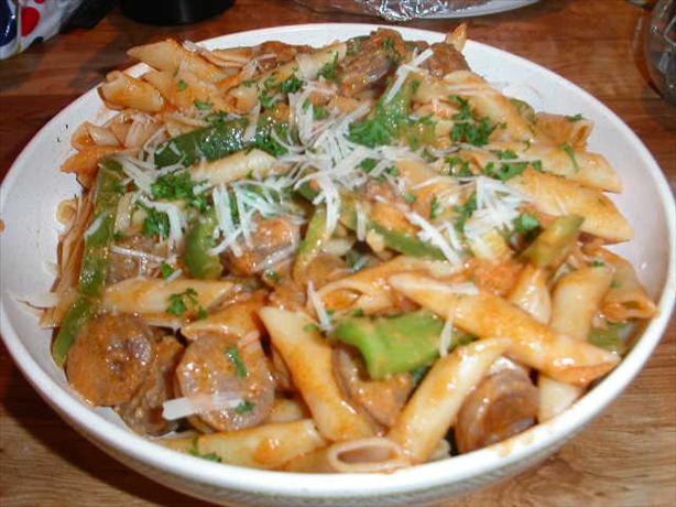 Penne & Sausages a La Vodka. Photo by crazycookinmama