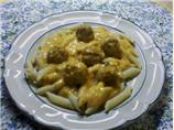 Penne and Meatballs with Red Pepper Sauce
