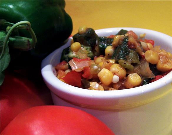 Corn Okra and Tomatoes. Photo by PaulaG
