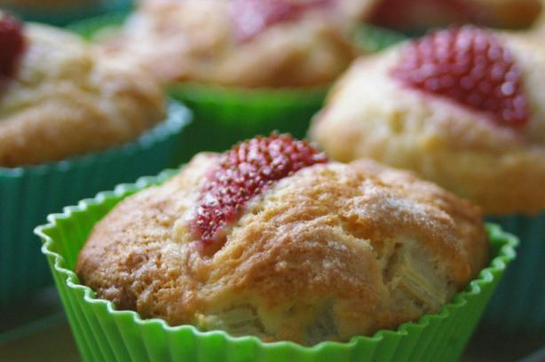 Strawberry Rhubarb Muffins. Photo by Redsie