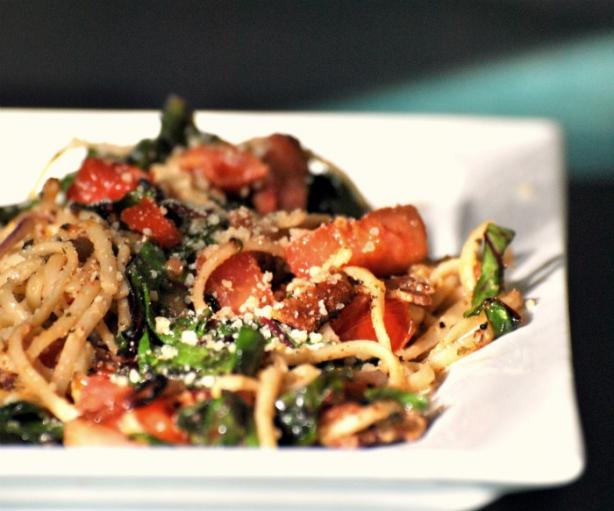 Creamy Swiss Chard Pasta. Photo by Andi of Longmeadow Farm