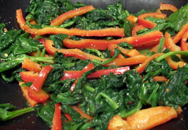 Garlic Spinach & Bell Peppers. Photo by Derf