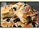 Focaccia Bread Herbed With Black Olive & Fresh Rosemary