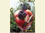 Peach and Blackberry Parfait With Raspberry Coulis
