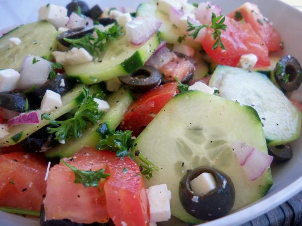 Greek Cucumber - Tomato and Onion Salad. Photo by *Parsley*