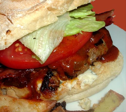 Chipotle-Honey BBQ Bacon Burger with Gorgonzola Cheese. Photo by Bergy