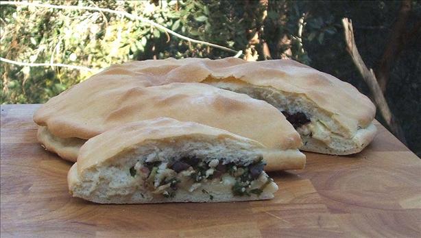 Feta-Olive Stuffed Flatbread. Photo by Fairy Nuff