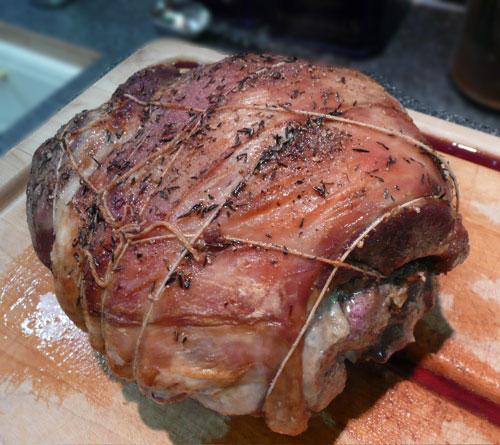 Lamb Leg Stuffed with Herbed Leek Dressing. Photo by Mikekey