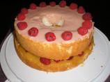 Lemon Angel Food Cake Filled With Lemon Curd and Fresh Raspberry