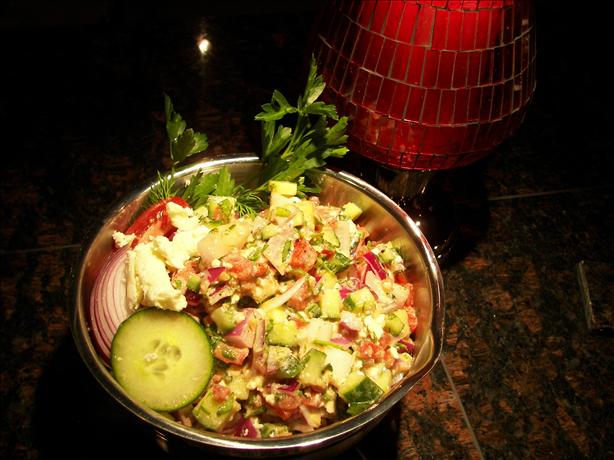 Tomato-Cucumber-Feta Salad. Photo by Tish