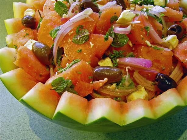 Watermelon, Feta and Black Olive Salad. Photo by JustJanS
