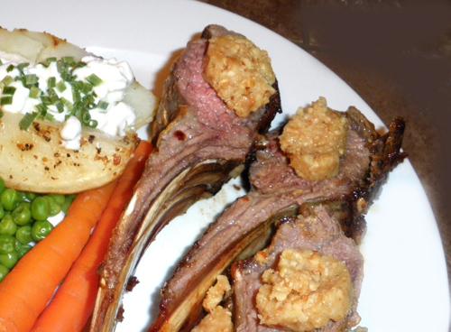 Rack of Lamb with Toasted Hazelnut Butter. Photo by Bergy