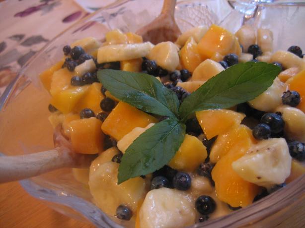 Mango, Banana and Blueberry Salad. Photo by White Rose Child