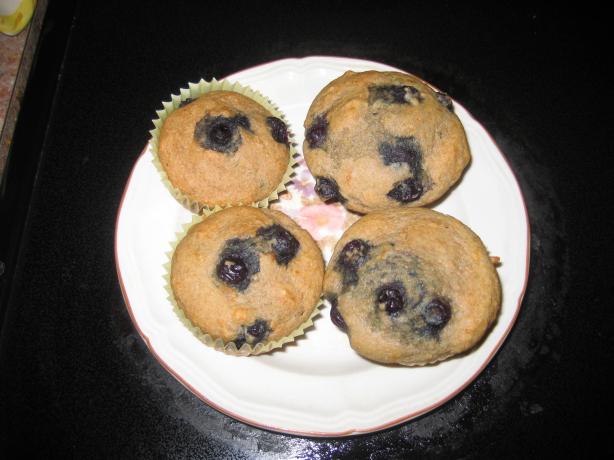 100% Whole Wheat Blueberry Muffins. Photo by Pansori