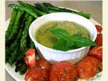Grilled Tomatoes and Asparagus With Pesto Garnish