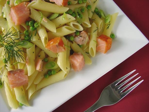 Penne With Smoked Salmon and Peas. Photo by Thorsten