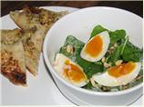 Baby Spinach & Pine Nut Salad with Creamy Bacon Dressing