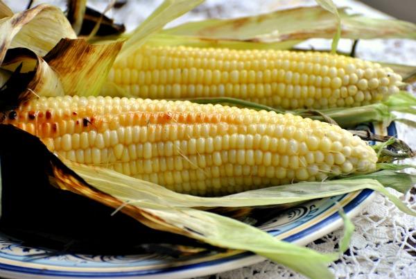 Grilled Fresh Sweet Corn on the Cob in Husks. Photo by Andi of Longmeadow Farm