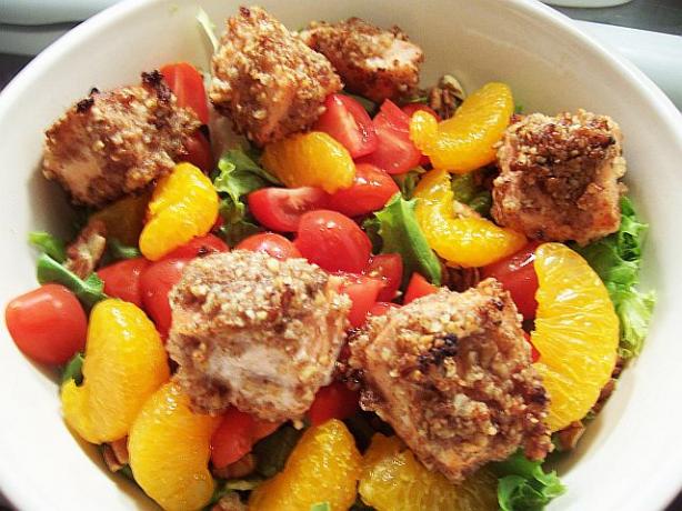 Pecan Salmon Salad with Honey Mustard Dressing. Photo by I Cook Therefore I Am