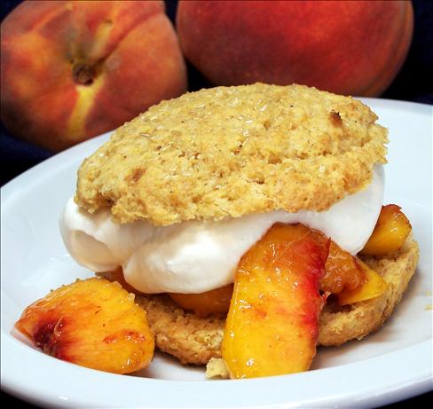 Peaches and Cream Shortcakes With Cornmeal-Orange Biscuits. Photo by PaulaG