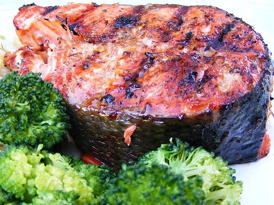 Easy Glazed Grilled Salmon. Photo by Lavender Lynn