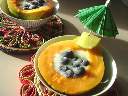 Papaya Yogurt Boats. Photo by Bergy