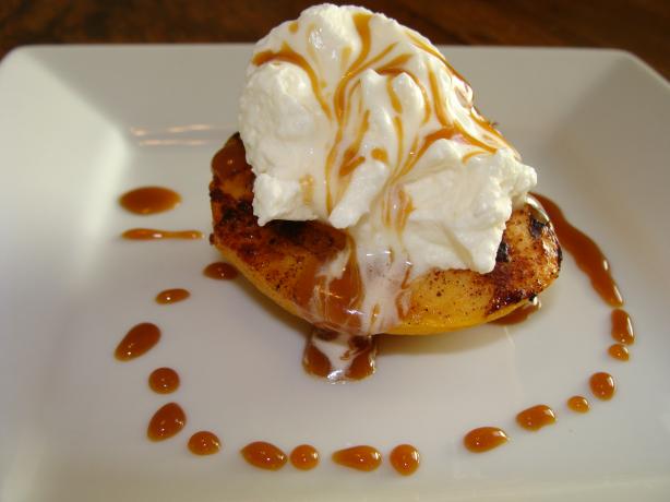 Grilled Peaches with Whipped Cream and Caramel. Photo by SloppyJoe