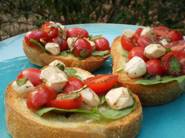 Cherry Tomato, Bocconcini and Basil Bruschetta. Photo by breezermom