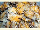 Baked Potato Slices With Two Cheeses