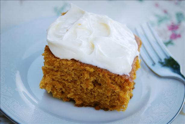 Pumpkin Cake Bars With Cream Cheese Frosting!. Photo by Dine & Dish