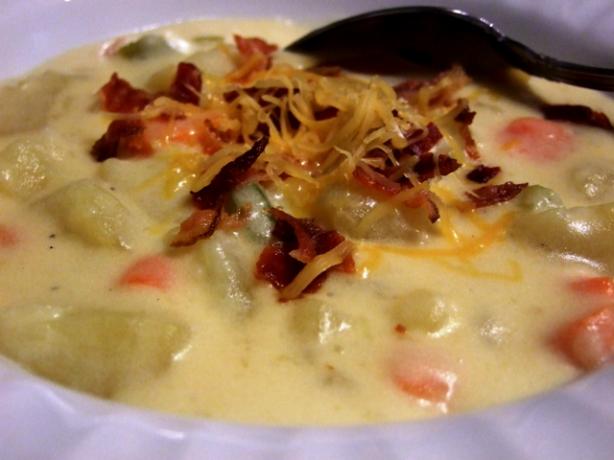 Kittencal's Cheddar Cheese & Potato Soup. Photo by HokiesLady