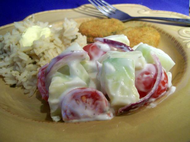 Creamy Tomato-Cucumber Salad. Photo by Sharon123