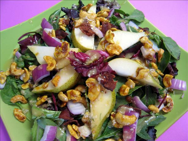 Spinach Pear Salad from Restaurateur, Tom Douglas. Photo by Geema
