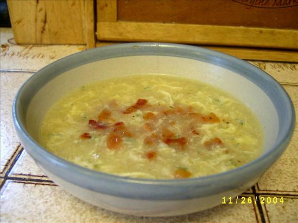 Breakfast Soup Aka Bacon and Egg Soup. Photo by Marie Nixon