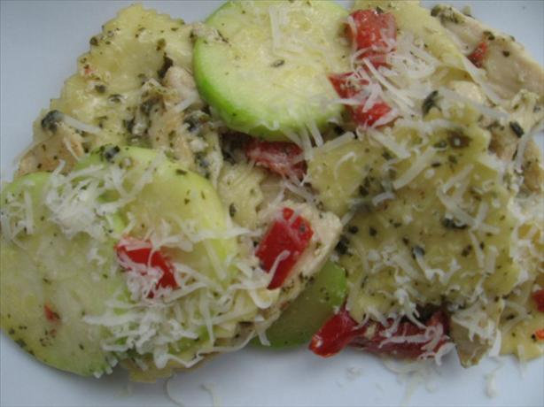 Pesto Ravioli with Chicken. Photo by Marlene.