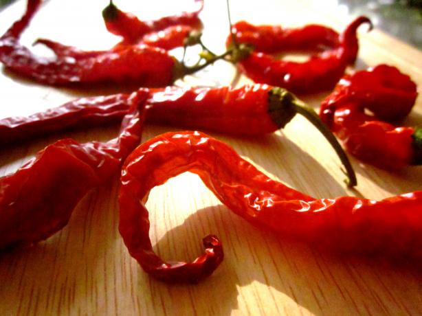 Oven Dried Hot Peppers-Flakes or Powder. Photo by gailanng