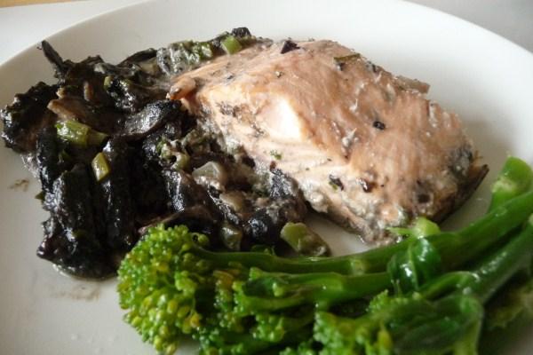 Baked Salmon With Mushroom Sauce. Photo by Tea Jenny